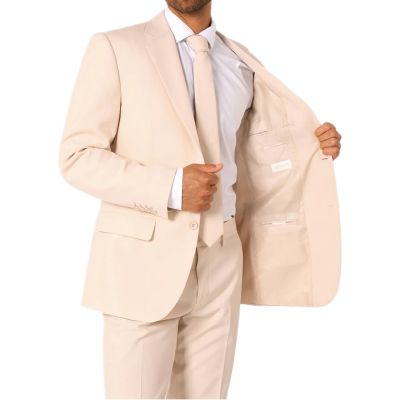 OPPOSUITS Garnitur męski z krawatem, piaskowy, casual, pastele | Sklep GriShop.eu | Garnitury