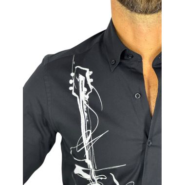 GIOVANNI PERA Koszula męska GP455 czarna, gitara biała muzyczna | Sklep GriShop.eu | Strona główna 2