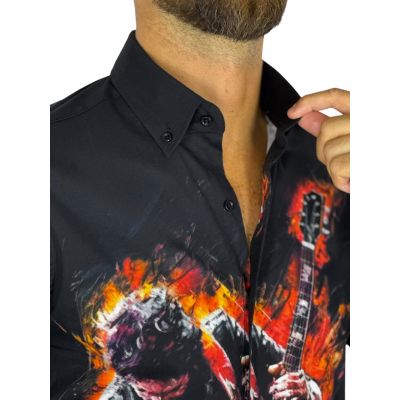 GIOVANNI PERA Koszula męska GP451 gitarzysta czarna muzyczna | Sklep GriShop.eu | Strona główna