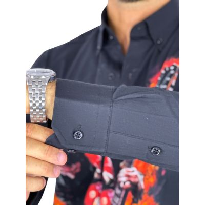 GIOVANNI PERA Koszula męska GP451 gitarzysta czarna muzyczna | Sklep GriShop.eu | Strona główna