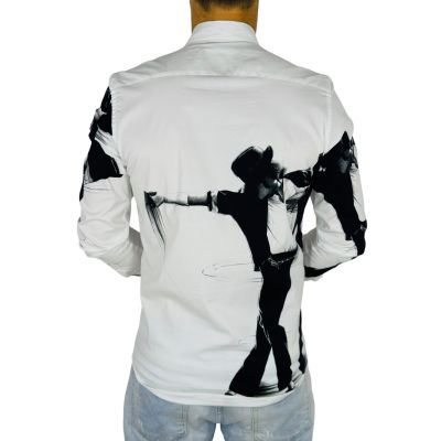 GIOVANNI PERA Koszula męska GP453 biała MICHAEL JACKSON tańczy | Sklep GriShop.eu | Strona główna