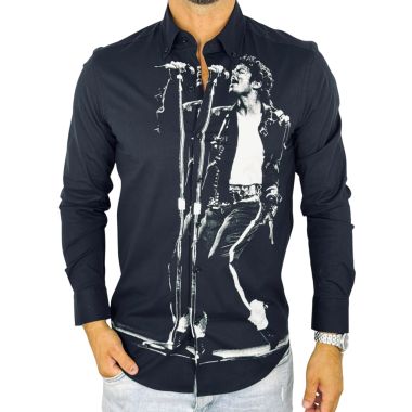 GIOVANNI PERA Koszula męska GP452 czarna śpiewa MICHAEL JACKSON | Sklep GriShop.eu | Strona główna