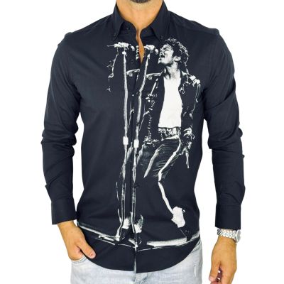 GIOVANNI PERA Koszula męska GP452 czarna śpiewa MICHAEL JACKSON | Sklep GriShop.eu | Strona główna