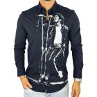 GIOVANNI PERA Koszula męska GP452 czarna śpiewa MICHAEL JACKSON | Sklep GriShop.eu | Strona główna