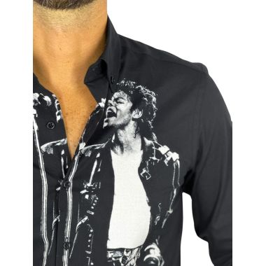 GIOVANNI PERA Koszula męska GP452 czarna śpiewa MICHAEL JACKSON | Sklep GriShop.eu | Strona główna 2