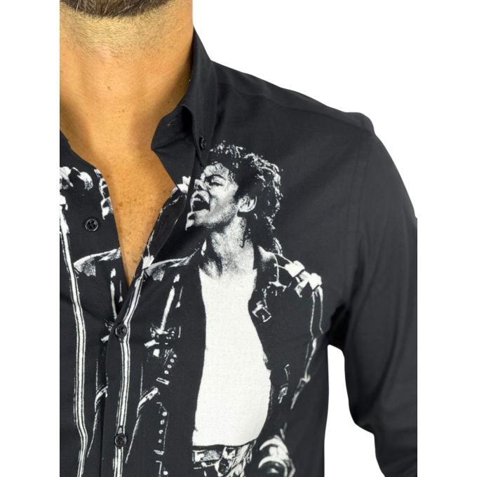 GIOVANNI PERA Koszula męska GP452 czarna śpiewa MICHAEL JACKSON | Sklep GriShop.eu | Strona główna