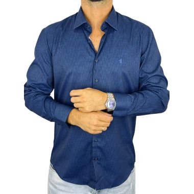 DANIEL BESSI Koszula męska fb026 niebieska, melanż, efekt jedwabiu | Sklep GriShop.eu | Koszule