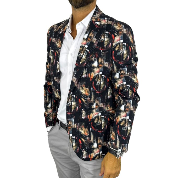 GIOVANNI PERA Marynarka męska D723 , czarno brązowa, artystyczny wzór, casual, impreza dj | Sklep GriShop.eu | Marynarki