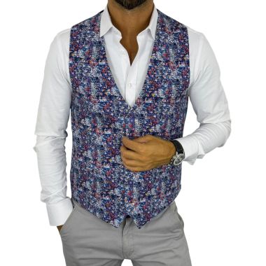 GIOVANNI PERA kamizelka męska D719 , kolorowa, kwiaty, wesoła, casual, impreza bezrękawnik | Sklep GriShop.eu | Kamizelki