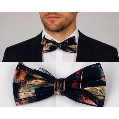 GIOVANNI PERA mucha muszka D723, czarno brązowa, artystyczny wzór, casual, impreza dj | Sklep GriShop.eu | Muszki