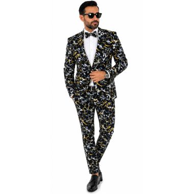 GIOVANNI PERA Garnitur męski D718 czarna, kolorowa, wesoła, casual, impreza | Sklep GriShop.eu | Garnitury