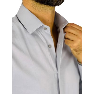 MACKTEN Koszula męska MKP250 szara gładka przyjemna w dotyku | Sklep GriShop.eu | Koszule