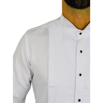 MASSILIANO SERGIO Koszula męska biała elegancka gładka pod smoking | Sklep GriShop.eu | Koszule