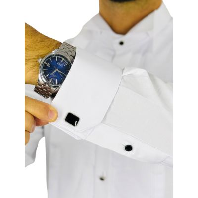 MASSILIANO SERGIO Koszula męska biała elegancka gładka pod smoking | Sklep GriShop.eu | Koszule