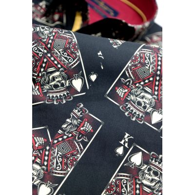 DANIEL BESSI Koszula męska fb045 czarna KARTY czaszki HALLOWEEN król | Sklep GriShop.eu | Koszule