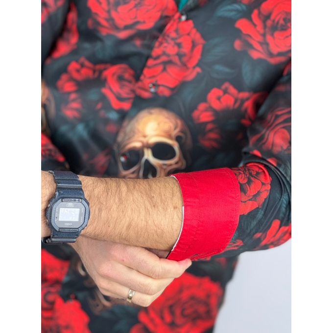 GUISEPPE LUIGI Koszula męska GL63 kolorowa, czerwone kwiaty, czachy, halloween | Sklep GriShop.eu | Koszule