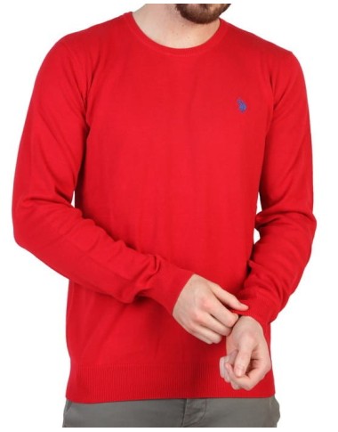 U.S. POLO ASSN. Sweterek męski czerwony okrągły pod szyją