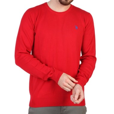 U.S. POLO ASSN. Sweterek męski czerwony okrągły pod szyją