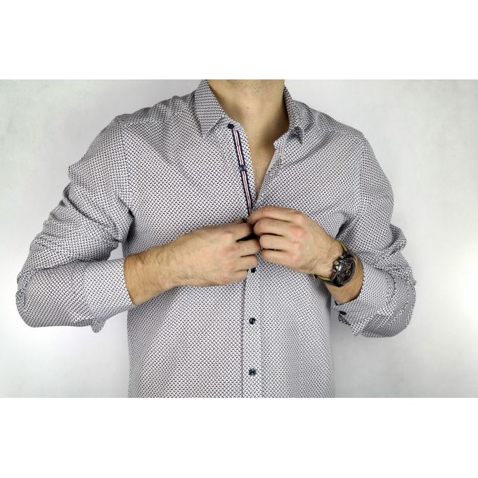 DANIEL BESSI Koszula męska fb720 drobne listka | Sklep GriShop.eu | Koszule