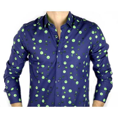 DANIEL BESSI Koszula męska fb164 granatowa w kropki | Sklep GriShop.eu | Koszule