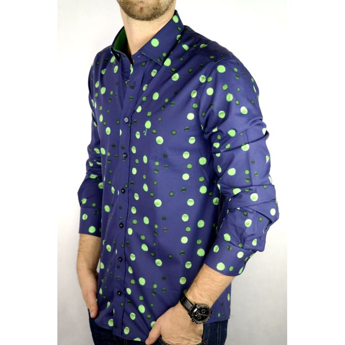 DANIEL BESSI Koszula męska fb164 granatowa w kropki | Sklep GriShop.eu | Koszule
