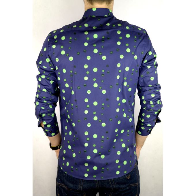 DANIEL BESSI Koszula męska fb164 granatowa w kropki | Sklep GriShop.eu | Koszule