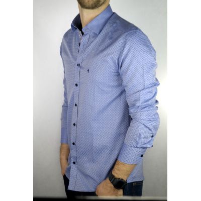 DANIEL BESSI Koszula męska fb726 niebieska, wzór | Sklep GriShop.eu | Koszule
