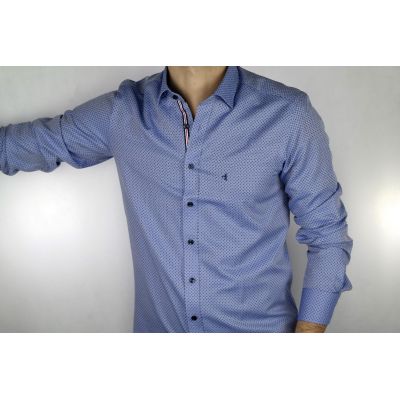 DANIEL BESSI Koszula męska fb726 niebieska, wzór | Sklep GriShop.eu | Koszule