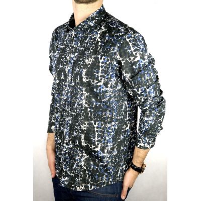 DANIEL BESSI Koszula męska fb182 czarna, kolorowa, wzór | Sklep GriShop.eu | Koszule