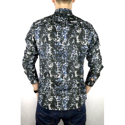 DANIEL BESSI Koszula męska fb182 czarna, kolorowa, wzór | Sklep GriShop.eu | Koszule