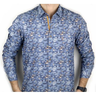 DANIEL BESSI Koszula męska fb782 niebieska, drobny wzór | Sklep GriShop.eu | Koszule