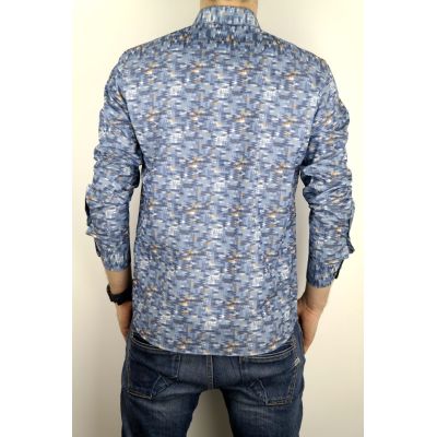 DANIEL BESSI Koszula męska fb782 niebieska, drobny wzór | Sklep GriShop.eu | Koszule
