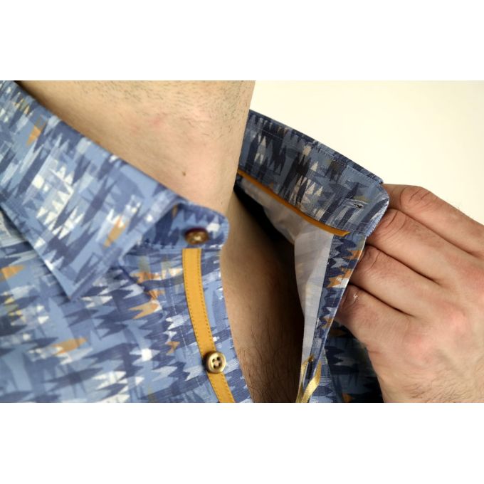 DANIEL BESSI Koszula męska fb782 niebieska, drobny wzór | Sklep GriShop.eu | Koszule