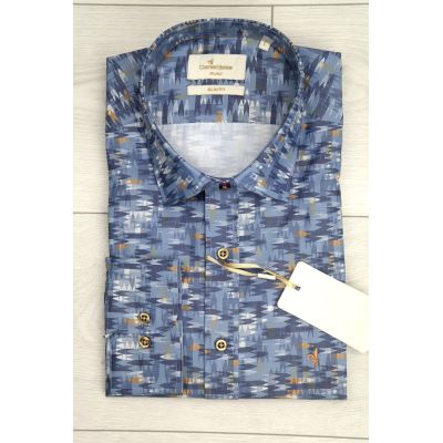 DANIEL BESSI Koszula męska fb782 niebieska, drobny wzór | Sklep GriShop.eu | Koszule