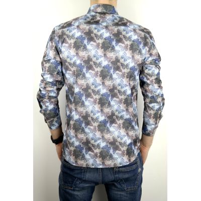 DANIEL BESSI Koszula męska fb791 motyle, niebieska, kolorowa | Sklep GriShop.eu | Koszule