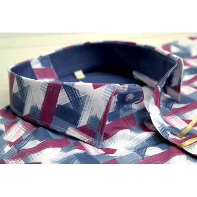 DANIEL BESSI Koszula męska fb806 kolorowa, wzór, biały, niebieski, ciemny róż | Sklep GriShop.eu | Koszule