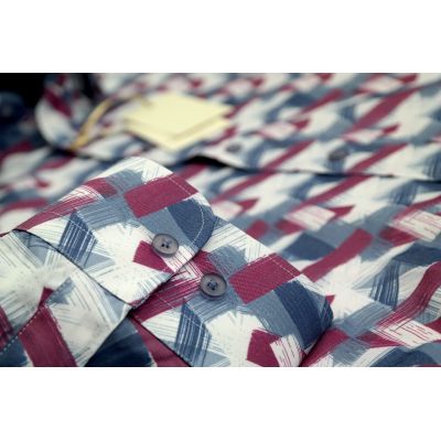 DANIEL BESSI Koszula męska fb806 kolorowa, wzór, biały, niebieski, ciemny róż | Sklep GriShop.eu | Koszule