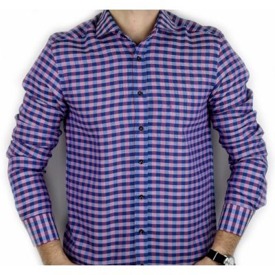 DANIEL BESSI Koszula męska fb607N kratka niebieski, różowy | Sklep GriShop.eu | Koszule