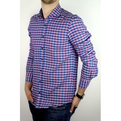 DANIEL BESSI Koszula męska fb607N kratka niebieski, różowy | Sklep GriShop.eu | Koszule