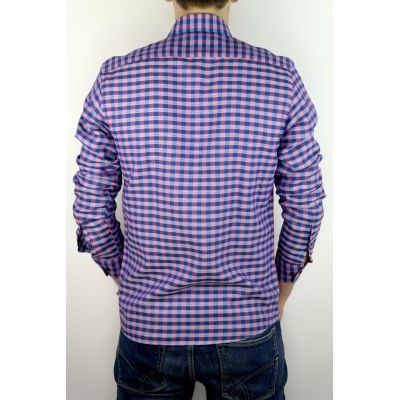 DANIEL BESSI Koszula męska fb607N kratka niebieski, różowy | Sklep GriShop.eu | Koszule