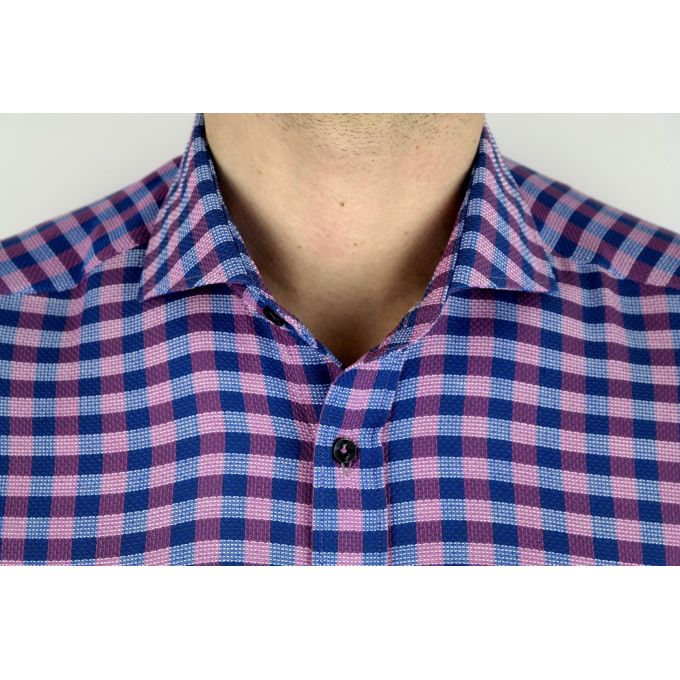 DANIEL BESSI Koszula męska fb607N kratka niebieski, różowy | Sklep GriShop.eu | Koszule