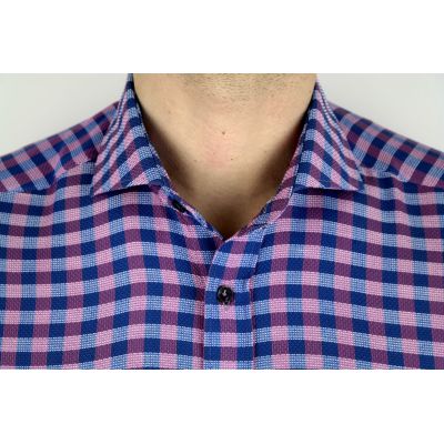 DANIEL BESSI Koszula męska fb607N kratka niebieski, różowy | Sklep GriShop.eu | Koszule