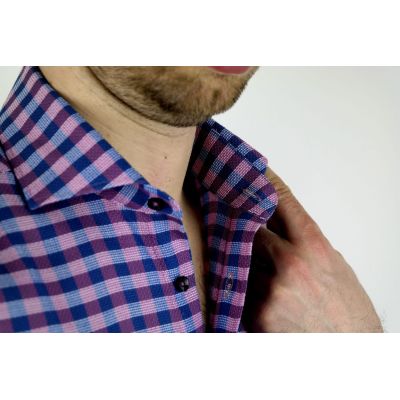 DANIEL BESSI Koszula męska fb607N kratka niebieski, różowy | Sklep GriShop.eu | Koszule