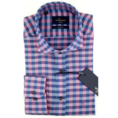 DANIEL BESSI Koszula męska fb607N kratka niebieski, różowy | Sklep GriShop.eu | Koszule