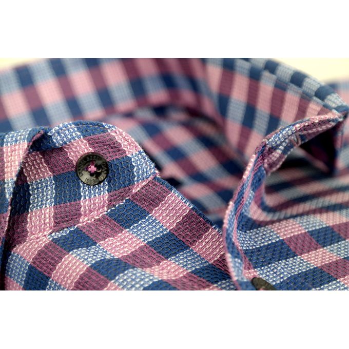 DANIEL BESSI Koszula męska fb607N kratka niebieski, różowy | Sklep GriShop.eu | Koszule