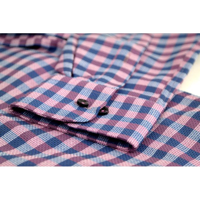 DANIEL BESSI Koszula męska fb607N kratka niebieski, różowy | Sklep GriShop.eu | Koszule