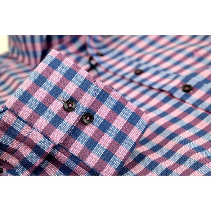 DANIEL BESSI Koszula męska fb607N kratka niebieski, różowy | Sklep GriShop.eu | Koszule