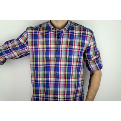 DANIEL BESSI Koszula męska fb079 kratka, niebieska, kolorowa | Sklep GriShop.eu | Koszule