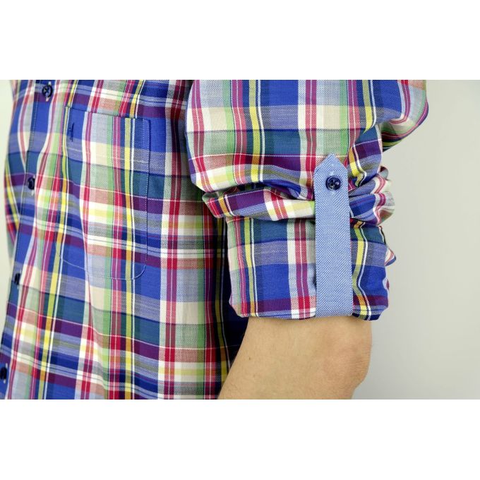 DANIEL BESSI Koszula męska fb079 kratka, niebieska, kolorowa | Sklep GriShop.eu | Koszule