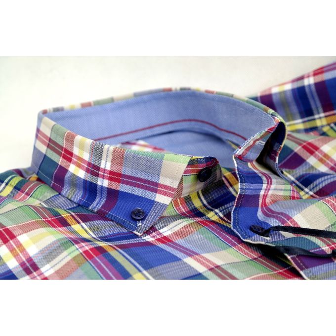 DANIEL BESSI Koszula męska fb079 kratka, niebieska, kolorowa | Sklep GriShop.eu | Koszule